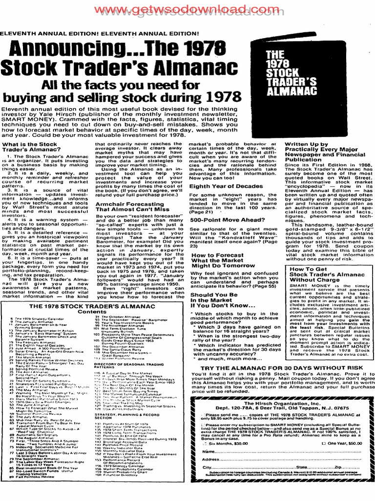 Announcinu The 1978 Stock Trader's Almanac NI The Facts You Need