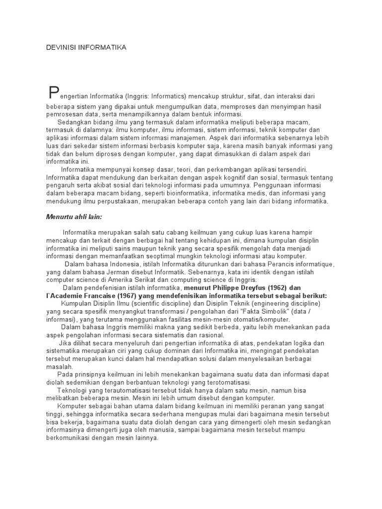 Definisi dan Sejarah Informatika | PDF | Sejarah