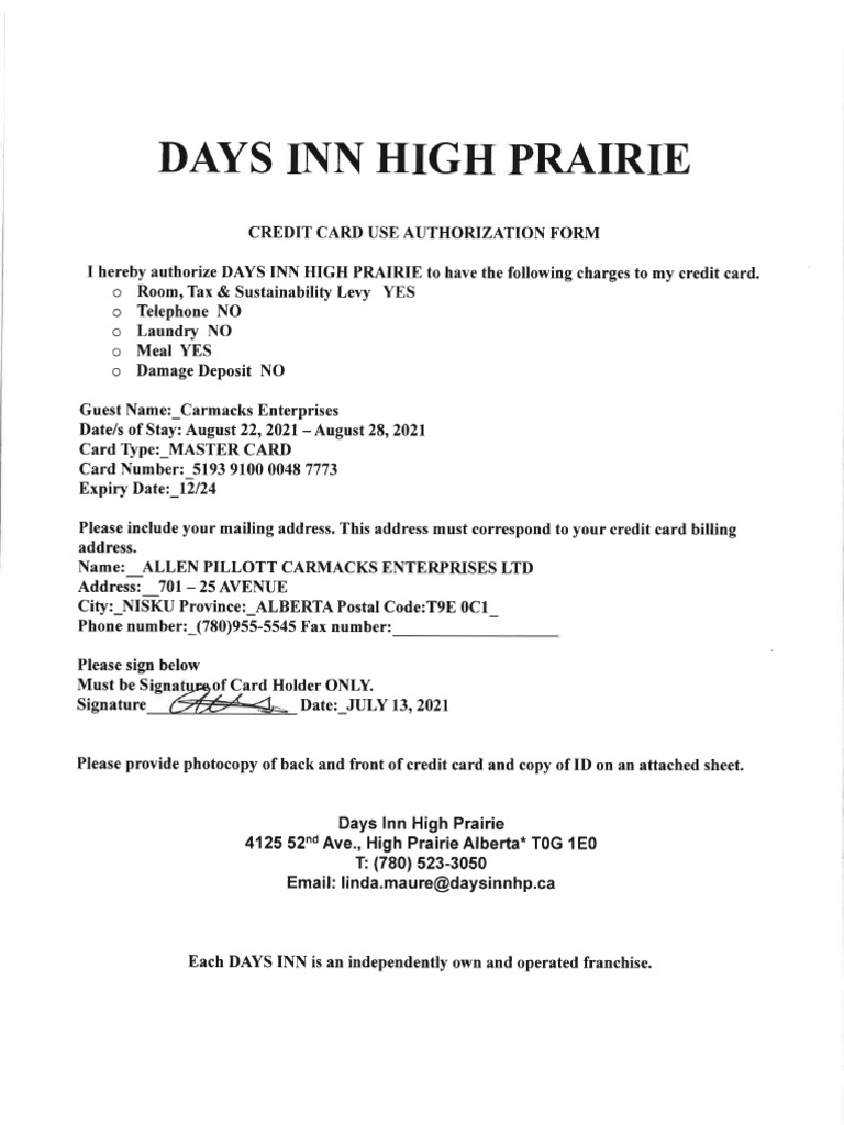 DI High Prairie Carmacks CC Auth, Aug 2021 PDF
