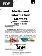 Media and Information Literacy: Quarter 3 - Module 3: Types of Media