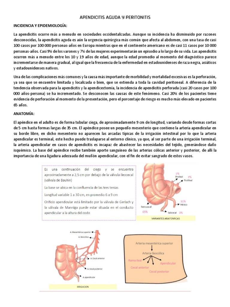 Apendicitis Aguda y Peritonitis | PDF