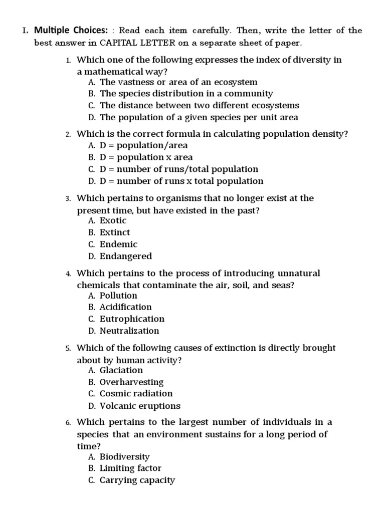 Summative Test 3 PDF Biodiversity Habitat Destruction