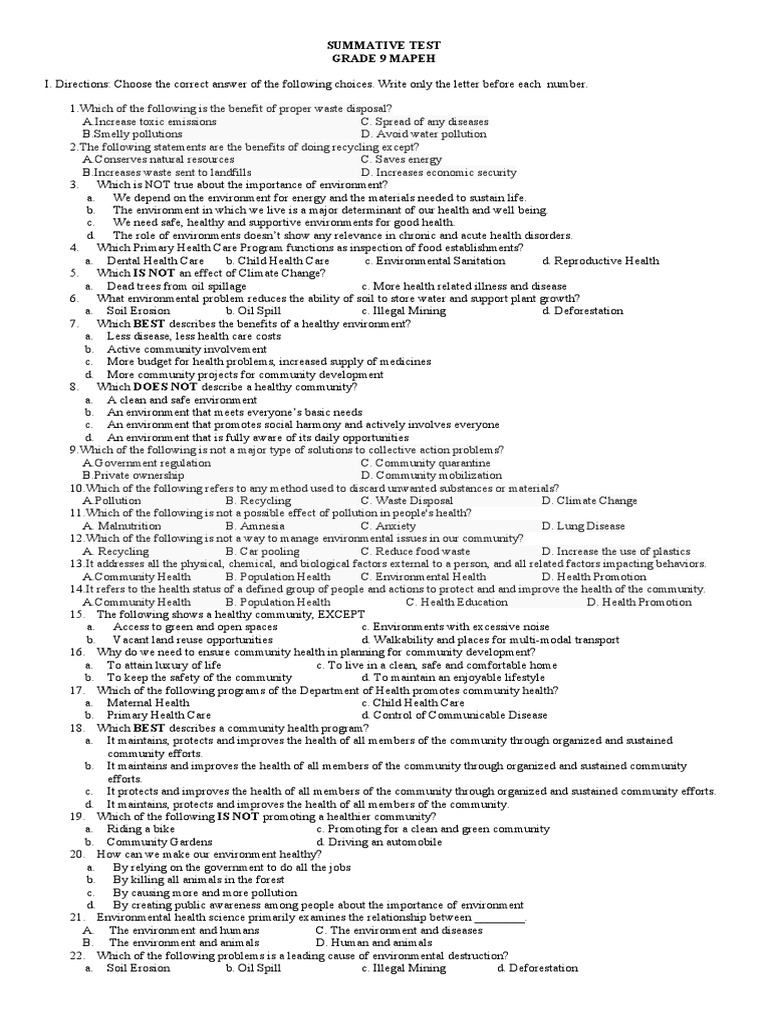 Summative Test G9 | PDF