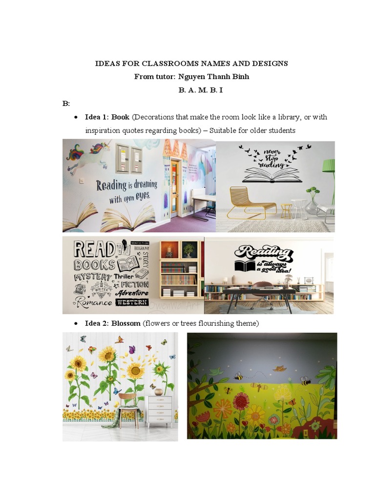 Ideas For Classrooms Names and Designs PDF