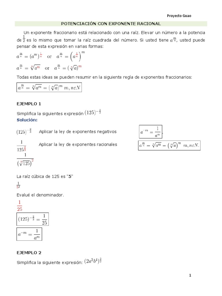 Multiplicar Exponente Racional Multiplicacion De Potencias