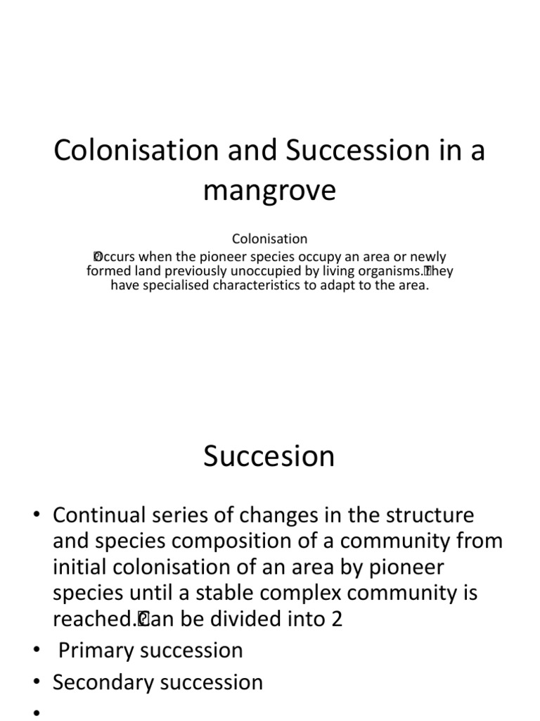 Mangrove Colonisation and Succession | PDF | Social Science | Science ...