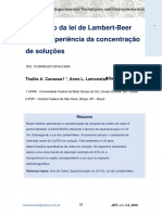 Determinação da concentração de soluções de sulfato de cobre usando espectroscopia UV-Vis e a lei de Lambert-Beer