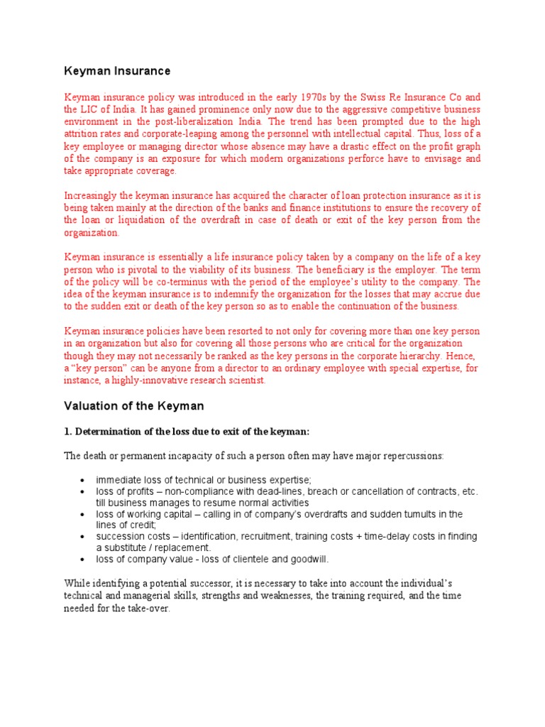 Keyman Insurance New Info Pdf Insurance Expense