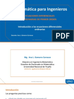 Matemática para Ingenieros: Ecuaciones Diferenciales Ordinarias de Primer Orden