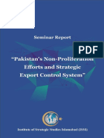 Pakistan's Strategic Export Control System and Non-Proliferation Efforts