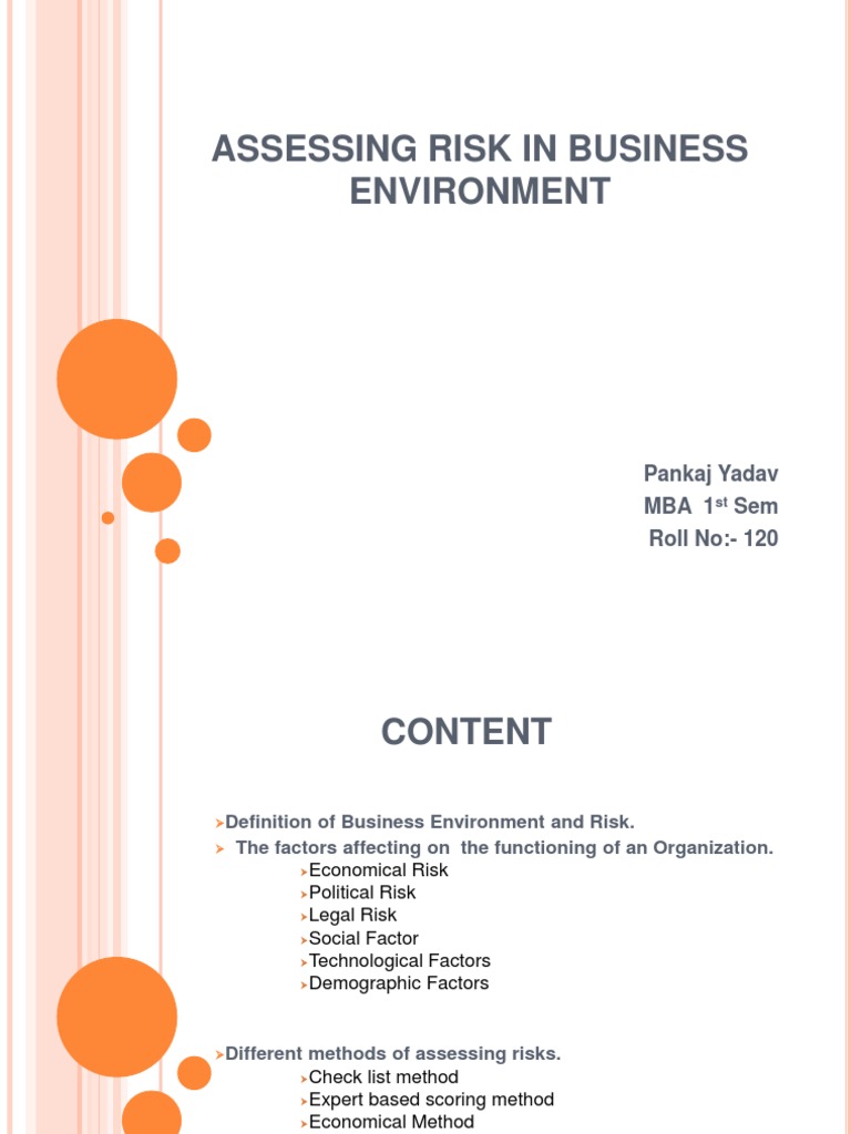 Assessing Risk in Business Environment | PDF | Risk | Policy
