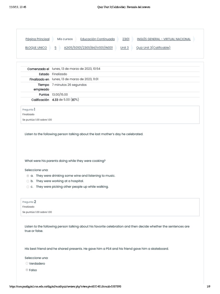 Quiz Unit 3 B2 Pdf Optometry Smartphone