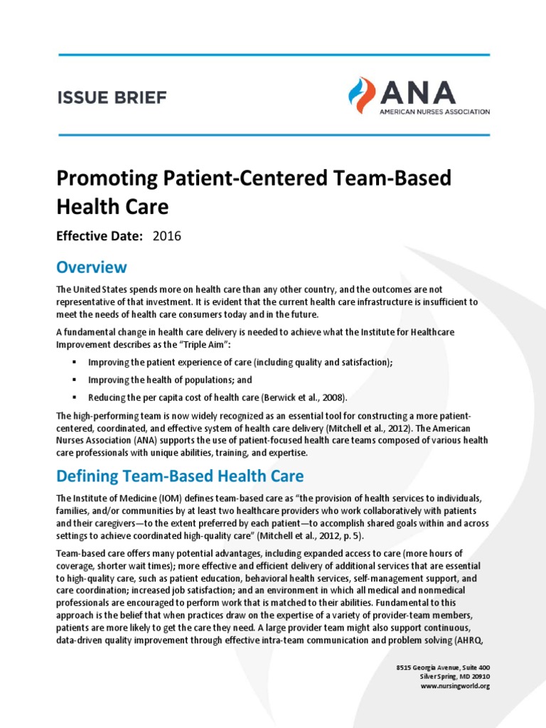 Patient-Centered Team-Based Health Care | PDF | Health Care | Nursing
