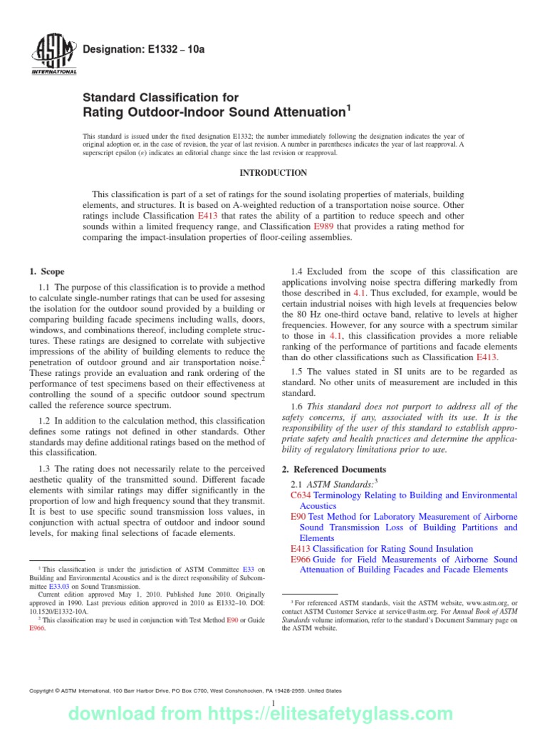 ASTM E1332 10a Standard Classification For Rating Outdoor Indoor Sound