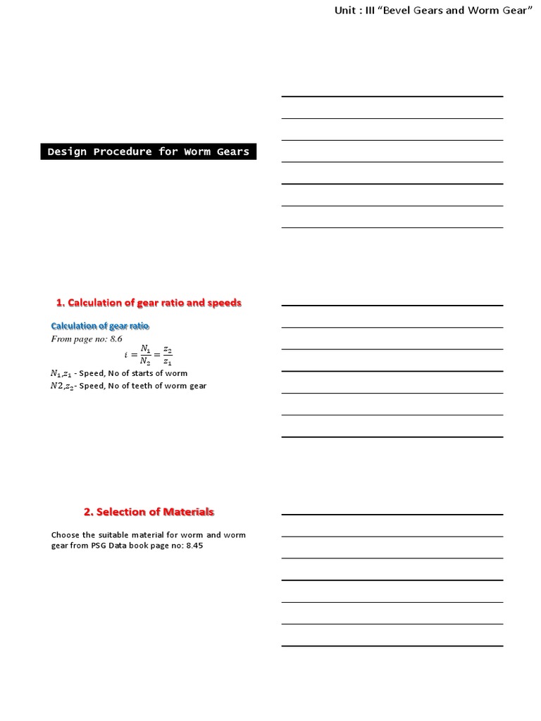 Worm Gear Design Procedure PDF Gear Applied And Interdisciplinary