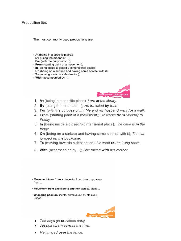 Preposition Tips | PDF | Language Arts & Discipline
