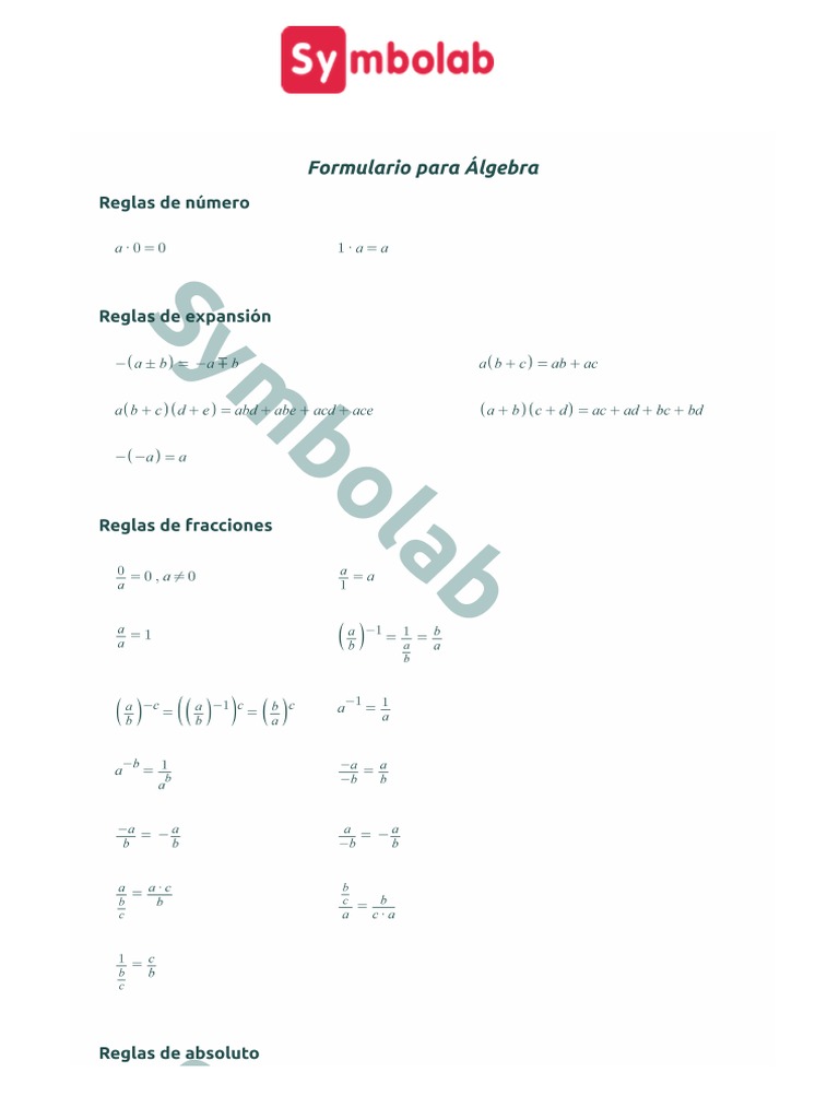 Symbolab CheatSheets PDF