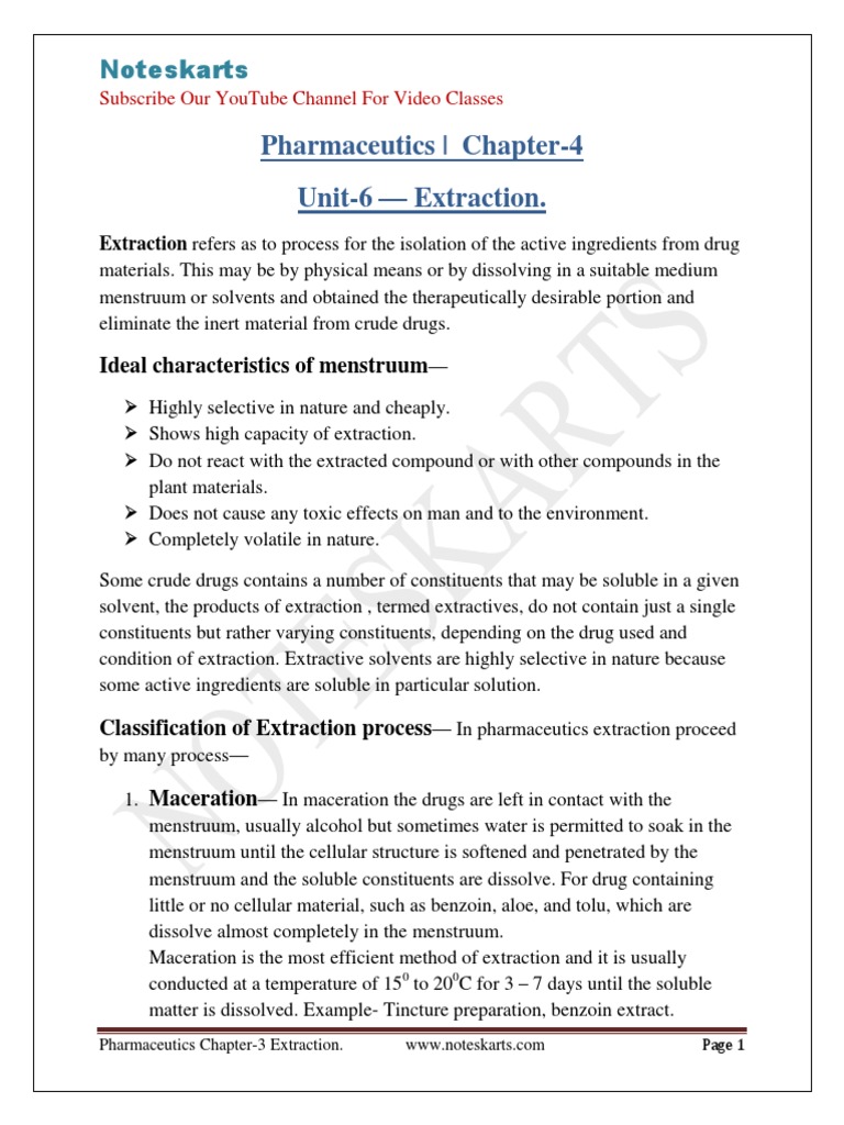 Extraction Methods in Pharmaceutics | PDF | Solubility | Water