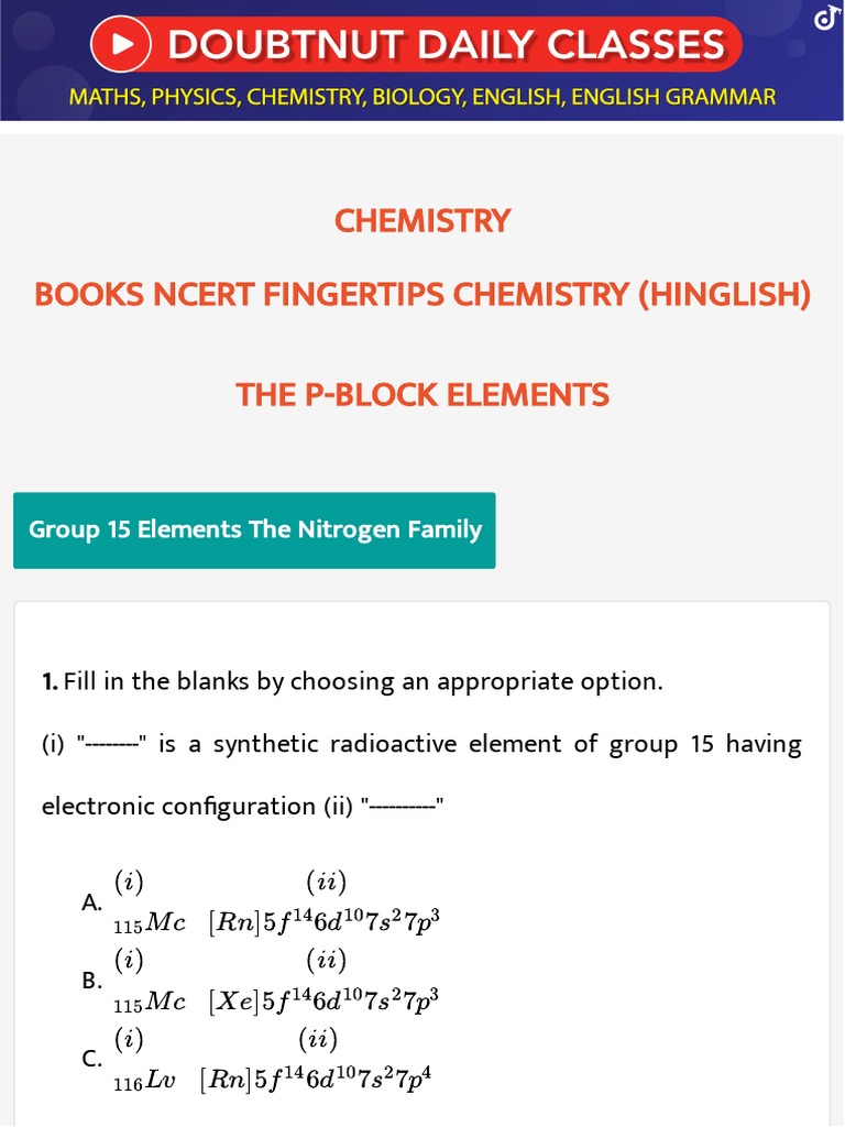 Chemistry Books Ncert Fingertips Chemistry (Hinglish) The PBlock Elements PDF Chlorine