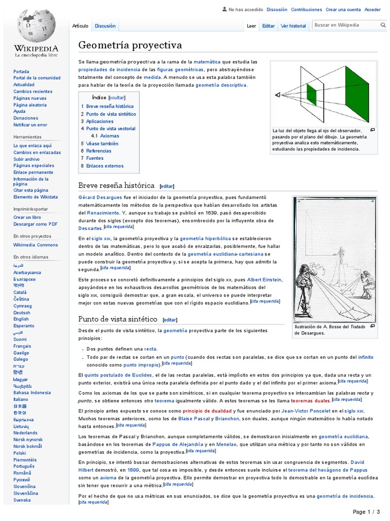 Geometría Proyectiva PDF Geometría proyectiva Matemáticas