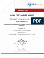 Certificado de Curso Inglés Intermedio