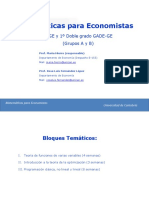 Matemáticas para Economistas: 1º GE y 1º Doble Grado GADE-GE (Grupos A y B)