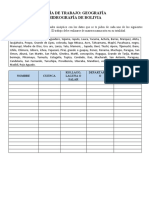 Guía de Trabajo: Geografía Hidrografía de Bolivia: Instrucción