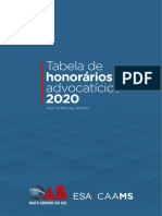 Tabela de honorários advocatícios 2020