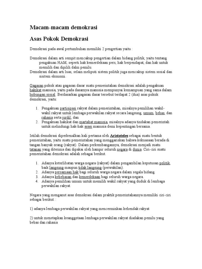 Asas Asas Pokok Demokrasi