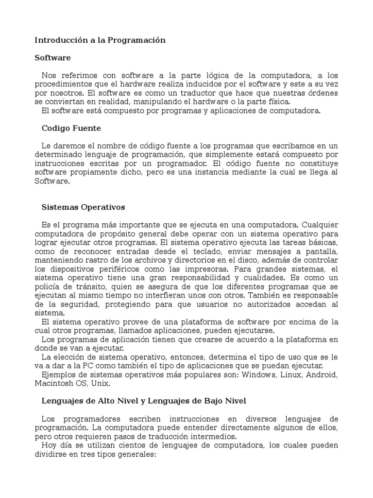 Fundamentos De Programación Y Software Pdf Compilador Programación