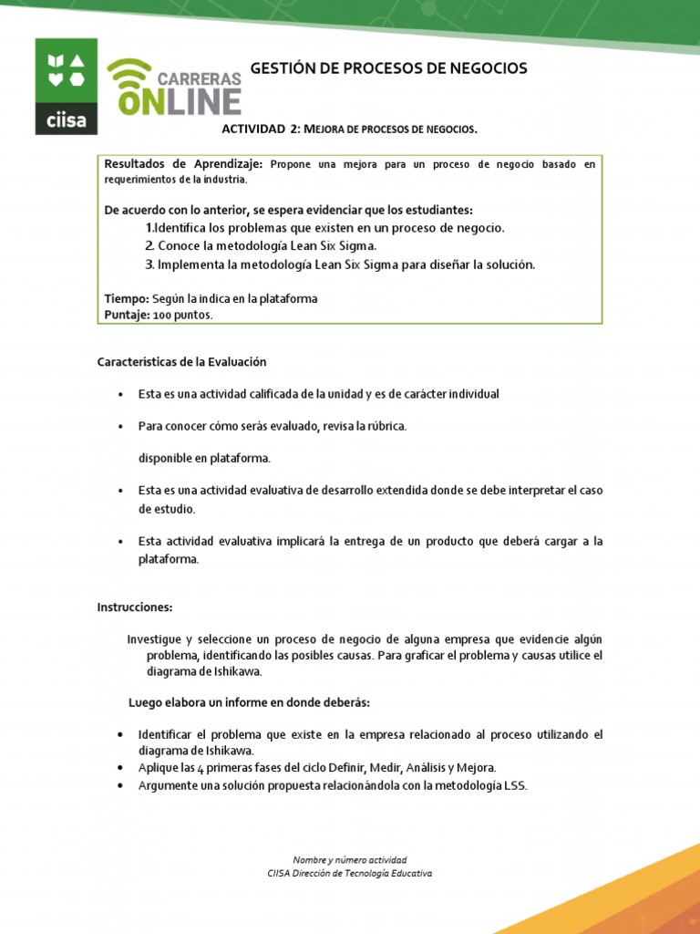 Mejora de Procesos con Lean Six Sigma | PDF | Procesos de negocio | Six ...