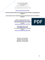 Factores Socioemocionales Que Afectan El Desarrollo Educativo Por Pandemia Del COVID-19