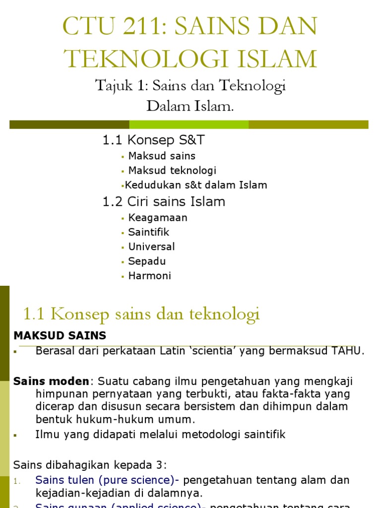 Nota Ctu 211 Sejarah Sains Dan Teknologi Islam