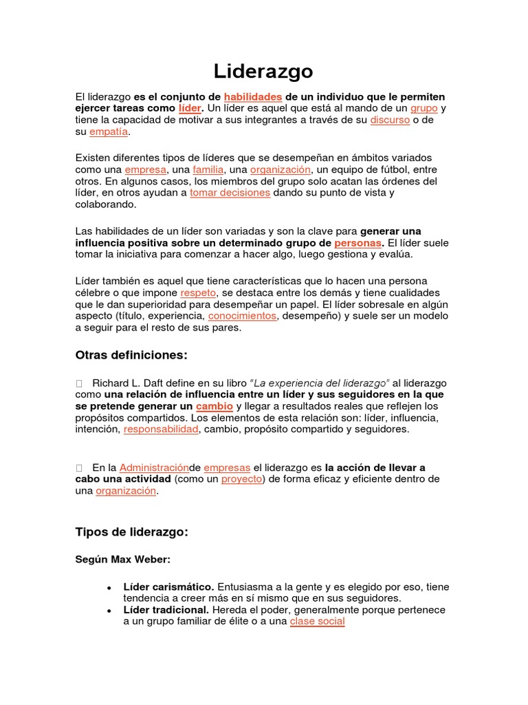 Definición y Tipos de Liderazgo | PDF | Liderazgo