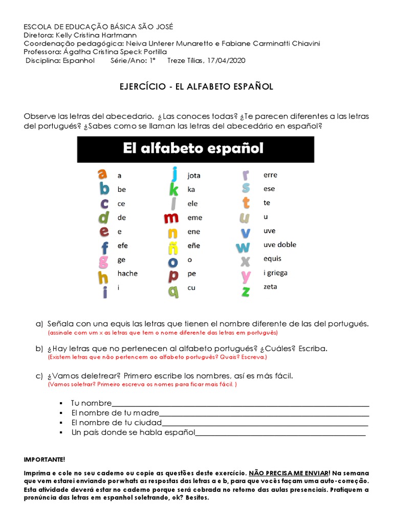 Ejercício El Alfabeto Español Pdf