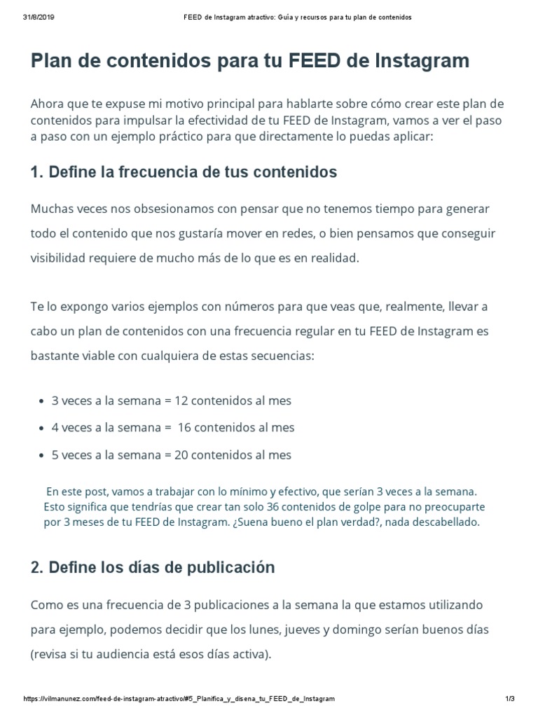 FEED de Instagram Atractivo - Guía y Recursos para Tu Plan de ...