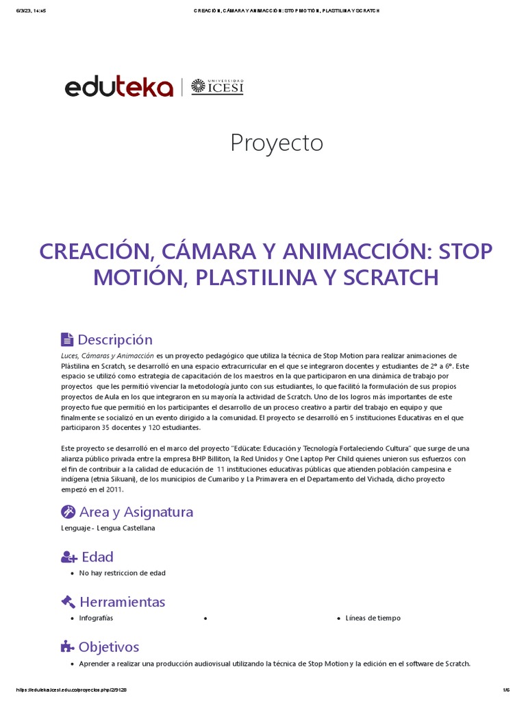 Animación Stop Motion con Plastilina | PDF | Animación | Scratch ...