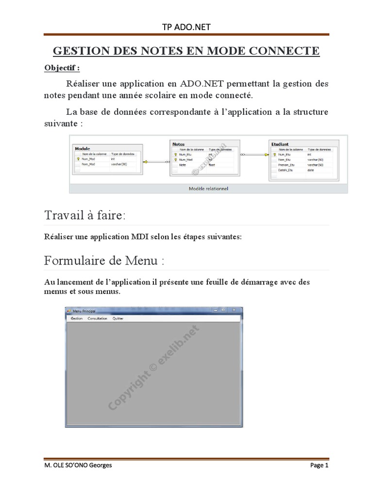 Application ADO.NET pour gestion des notes | PDF | Informatique | Logiciel