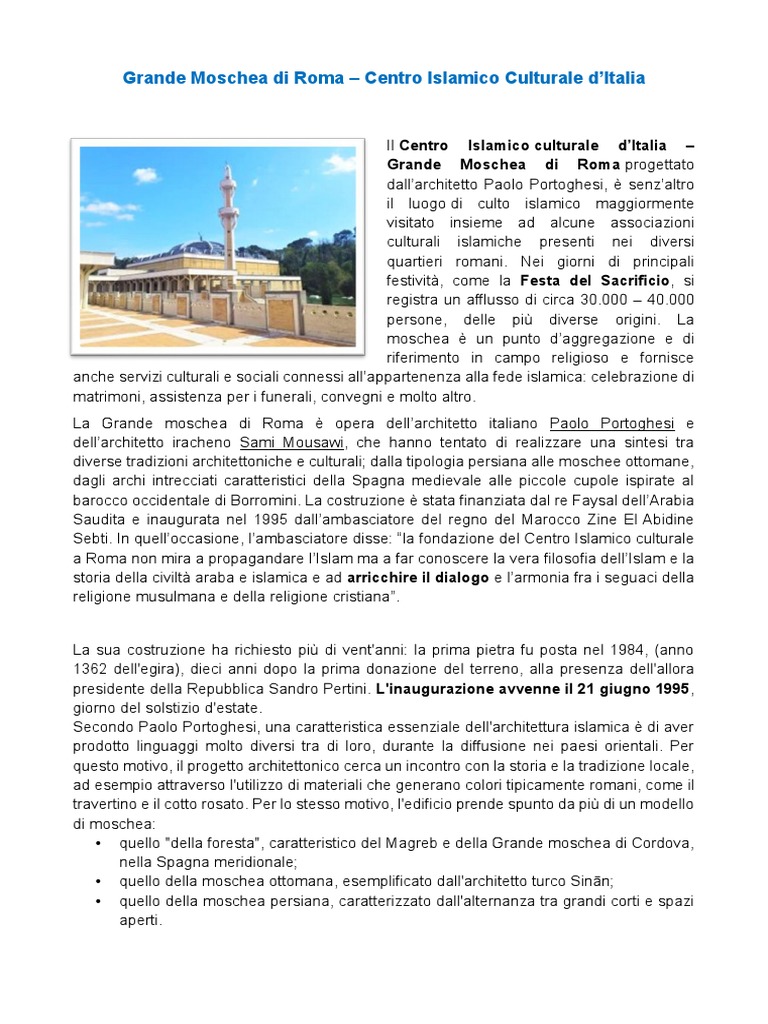 Grande Moschea Di Roma | PDF