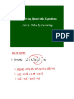 1.5 Solving Quadratic Equations: Part 1: Solve by Factoring