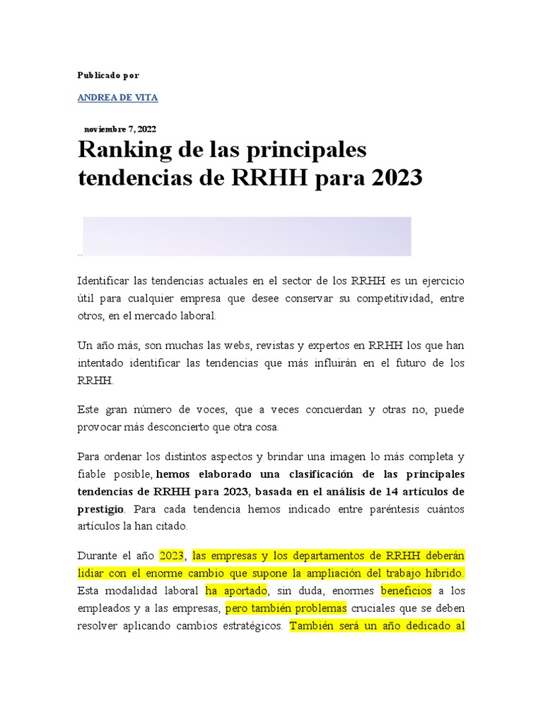 Tendencias RRHH 2023 Altamira | PDF | Gestión de recursos humanos ...
