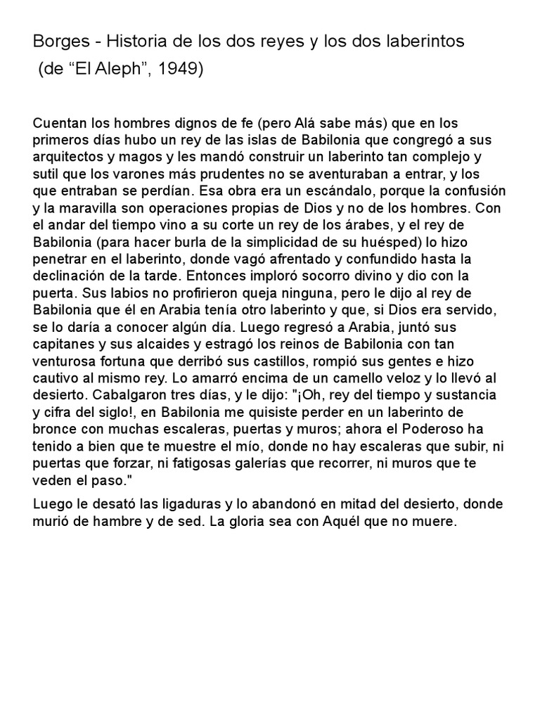 Borges - Historia de Los Dos Reyes y Los Dos Laberintos (De 