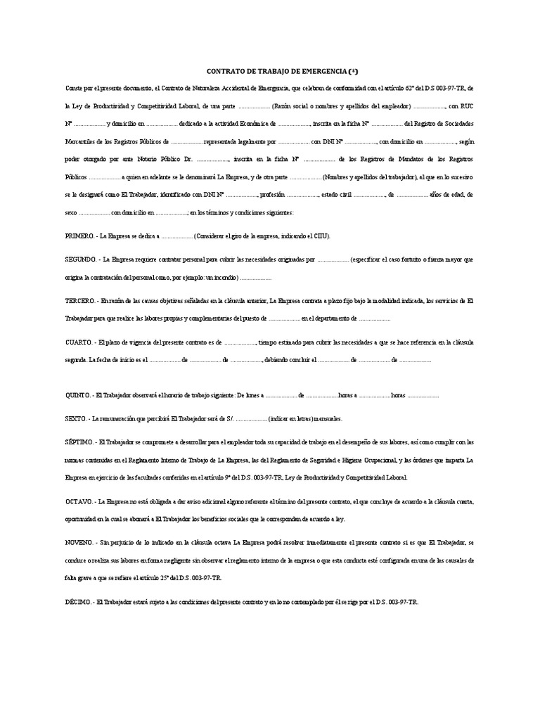 Contrato de Trabajo de Emergencia | PDF | Derecho laboral | Justicia
