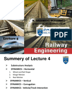 Summery of Lecture 5 Forces on Railway Tracks
