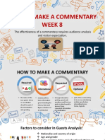 How To Make A Commentary Week 8: The Effectiveness of A Commentary Requires Audience Analysis and Visitor Expectation