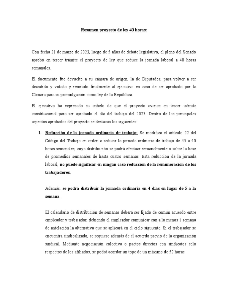 Resumen Ley de Desconexión Laboral 40h | PDF | Tiempo de trabajo ...
