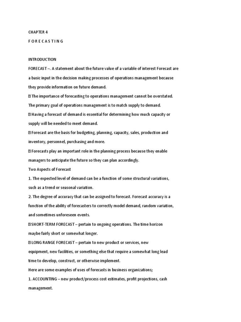 Key Principles of Forecasting in Operations | PDF | Forecasting ...