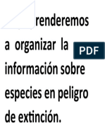Hoy Aprenderemos A Organizar La Información Sobre Especies en Peligro de Extinción