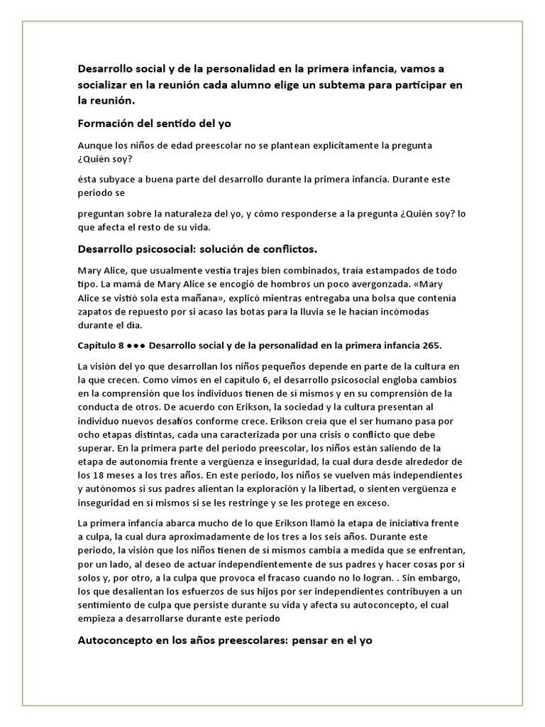 Desarrollo social en la primera infancia | PDF | Educación de la ...