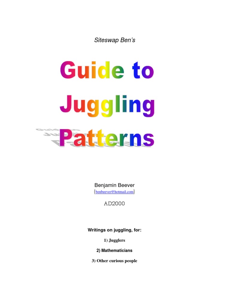 Guide To Juggling Patterns PDF Circus Skills Sports And